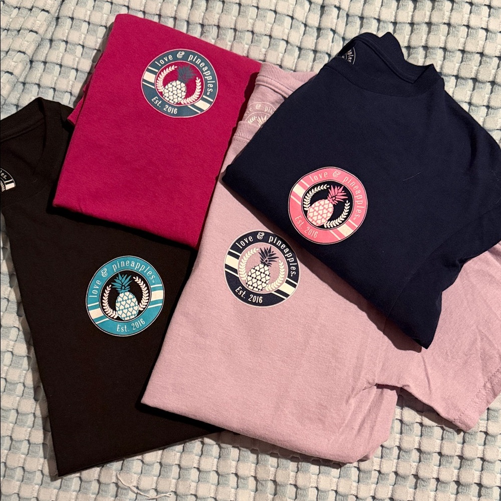 Love & Pineapples Women’s Tee Collection - Pink, Navy, Black, Light Purple